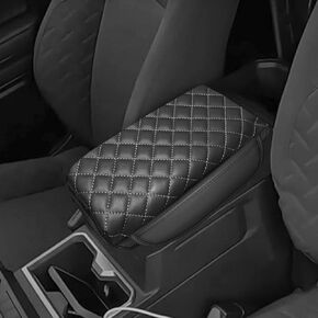 SENSHINE Armrest Cover for Tacoma Accessories 2024 Center Console Cover Anti-Scratch Leather Armrest Box Protector Decoration Pad with 2 Side Pockets Interior Accessories (Blue Stitch)