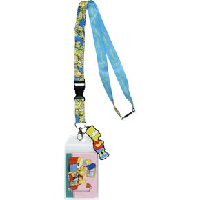 The Simpsons Lanyard Family Time Breakaway Reversible Lanyard for Keys Keychain ID Badge with Bart Simpson Rubber Pendant