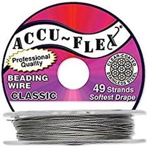 Accu-Flex Beading Wire Nylon Stainless Steel Clear 49 strands 0.024" (0.6096mm) 30 Ft (9.144m)