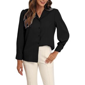 Womens Button Down Tops Dressy Casual Collared Long Sleeve Business Blouses Fashion Slim Fit Formal Office Shirts