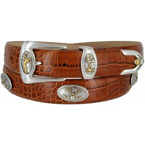 BS8642-FA0060-5 Italian Calfskin Genuine Leather Designer Golf Dress Belt 1-1/8"(30mm) Wide, Multi-Color Options