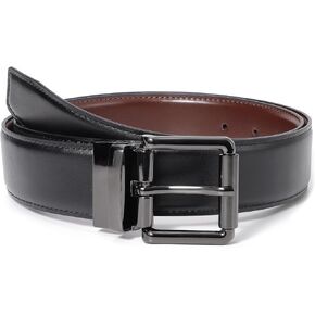 KASBAH Men's Reversible Leather Belt Work Casual Belt Two-in-One Belt With Rotated Buckle Double Sided Men Dress Belt