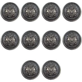 KENDANY 10 Piece Black Silver Metal Blazer Button Set - Crown - for Blazer, Suits, Sport Coat, Uniform, Jacket (Black 20MM)