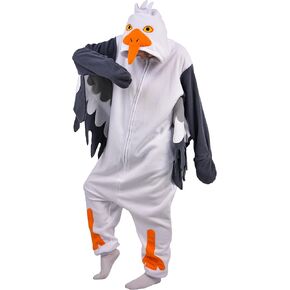 LorranTree Adult Onesie Seagull Costume Animal Bird One Piece Pajamas Halloween Homewear Jumpsuit Women Unisex Sleepwear