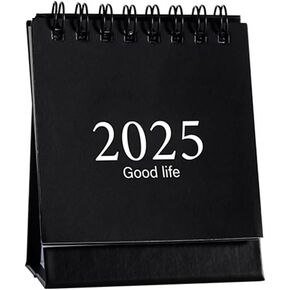 2024-2025 New Year Calendar Small Desk Calendar Simple Desk Coil Notepad Kraft Paper Calendar Daily Schedule Yearly Agenda Organizer Office Supplies 2.95"X 3.94" (Black)