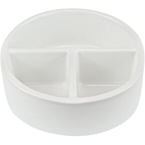 Ceramic Brush Wash Bowl,Mixing Tray,3 Slot Palette,Porcelain Watercolor Painting Dish for Painting, White