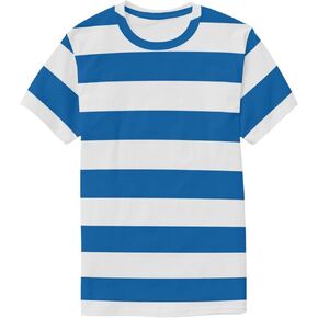 T-Shirts for Men Blue and White Horizontal Stripe Short Sleeve Crew Neck Casual Tee Shirt Tops
