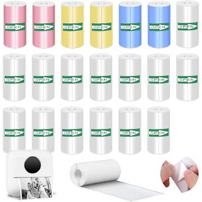 20PCS Mini Printer Paper,Thermal Sticker Paper,Self-adhesive,Mini Thermal Printer Paper,Mini Photo Printer Labels,For Photos,To-do Lists,Notes,Multiple Colors,(57 x 25 mm)
