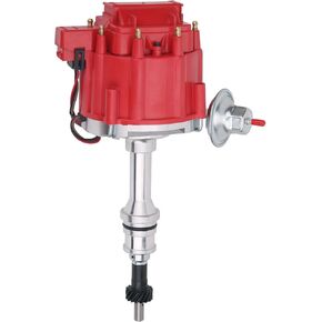 Ignition Distributor with 65K Volt Coil SBF Small Block Ford 221 260 289 302 5.0L Red Cap Compatible with Ford 300 F-150 E-100 Econoline Mustang Fairmont, Replacement for 1030213 PE330U