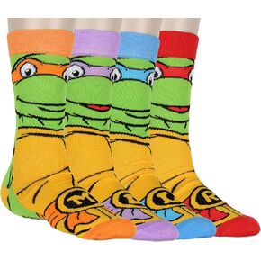 Hyp TMNT Socks Teenage Mutant Ninja Turtle 4Pk Michelangelo Donatello Raphael Leonardo Crew Mens Socks Shoe Size 6-12