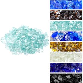 Mr. Fireglass 1 inch Fire Glass Cubes for Fireplace Fire Pit and Landscaping, 10 lb High Luster Caribbean Blue