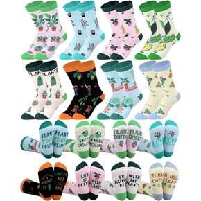 Liitrsh 8 Pairs Plant Socks for Women Novelty Cool Gardening Crew Socks Plant Lover Lady Gifts for Her Mom Grandma Lass and Coworker Christmas Birthday Gift
