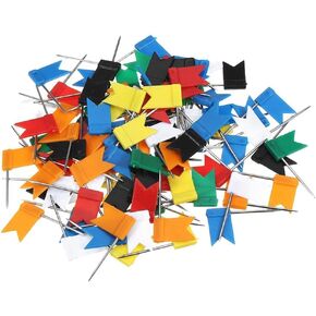 100PCS Map Flag Push Pins,Multicolored Decorative Map Tacks Plastic Head with Steel Point for Cork Bulletin Board,Colorful Map Tacks Push Tacks for Learning Working