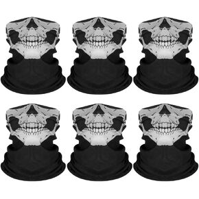 6Pcs Skull Mask Gaiter Mask Headwear, Halloween Mask Breathable Face Seamless Balaclava Mask Headwear Scarf