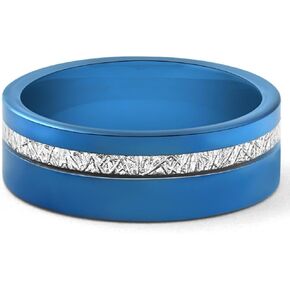 Men's Blue Tungsten Ring Meteor Inlay 8mm Wedding Band
