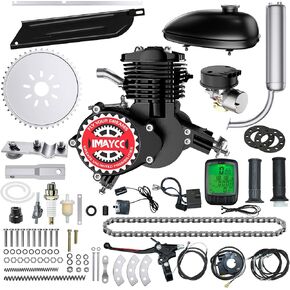 IMAYCC Bike Motor Kit 80cc Motorized Bike Kit with Wired Digital Computer 2 Stroke Bicycle Engine Kit Fit for 26-28" Bikes (Silver)