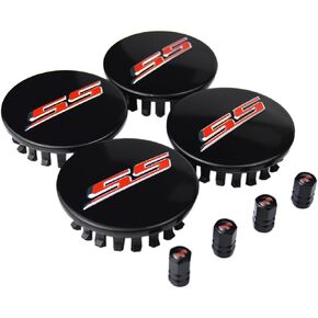 (Set of 4) 68mm=2.67 inches SS Wheel Center Cap Covers Hub Cap 3D Emblem + Valve Stem Caps Trim for 2016-2023 6th Generation Chevrolet Camaro