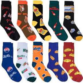 Crazy Socks, Unisex, Food, 10 Pack Fast Food, Crew Socks, Novelty Crazy Fun Silly