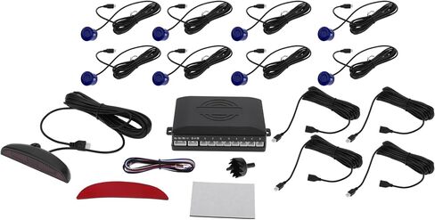 Motoforti Universal Car Auto Vehicle Reverse Backup Radar System Reverse Parking Sensors Alarm Buzzer Reminder Distance Detection Blue 8 Parking Sensors in Saudi Arabia