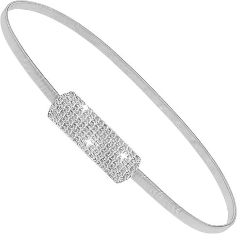 Women Metal Chain Skinny Belt, Adjustable Elastic Ladies Rhinestone Waistband Dress Belts for Bridal Wedding in Saudi Arabia