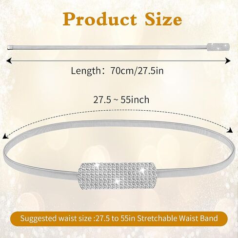 Women Metal Chain Skinny Belt, Adjustable Elastic Ladies Rhinestone Waistband Dress Belts for Bridal Wedding in Saudi Arabia