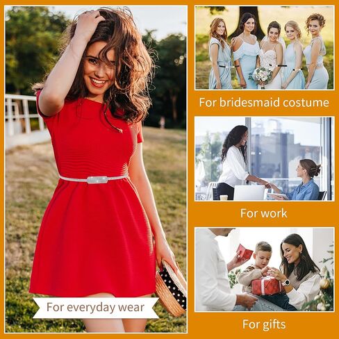 Women Metal Chain Skinny Belt, Adjustable Elastic Ladies Rhinestone Waistband Dress Belts for Bridal Wedding in Saudi Arabia