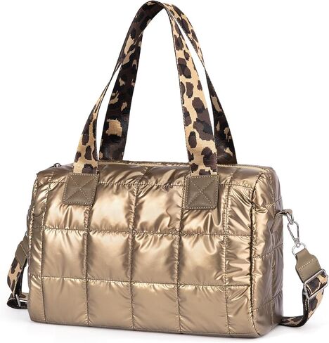 Quilted Gold Crossbody Bag, Puffy Purses Top Handle Handbags, Puffer Shoulder Bag for Women in Saudi Arabia