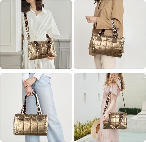 Quilted Gold Crossbody Bag, Puffy Purses Top Handle Handbags, Puffer Shoulder Bag for Women in Saudi Arabia