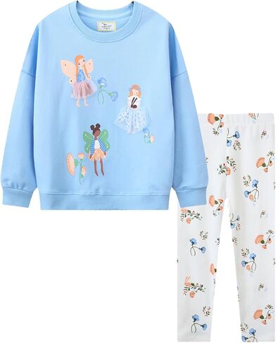 Little Girls Clothes Sets - Cute Sweatshirts Top Shirt & Leggings 2 Piece Kids Fall Winter Outfits Toddler Clothing in Kuwait
