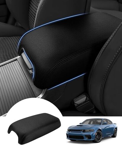 غطاء وحدة التحكم المركزية من Autoorder لـ 2011-2022 2023 2024 دودج تشارجر/كرايسلر 300 2015-2022 ملحقات غطاء مسند الذراع مضاد للخدش وسادة وحدة التحكم الوسطى واقي مسند الذراع الجلدي in Saudi Arabia