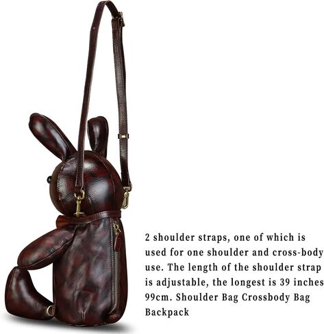 Genuine Leather Backpack for Women Kanpsack Rucksack Vintage Cute Rabbit Shape Crossbody Shoulder Bag Satchel Purse (Coffee) in Saudi Arabia