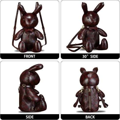 Genuine Leather Backpack for Women Kanpsack Rucksack Vintage Cute Rabbit Shape Crossbody Shoulder Bag Satchel Purse (Coffee) in Saudi Arabia