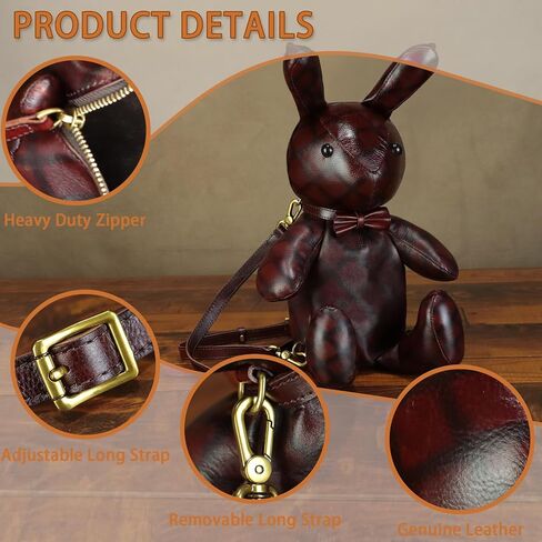 Genuine Leather Backpack for Women Kanpsack Rucksack Vintage Cute Rabbit Shape Crossbody Shoulder Bag Satchel Purse (Coffee) in Saudi Arabia