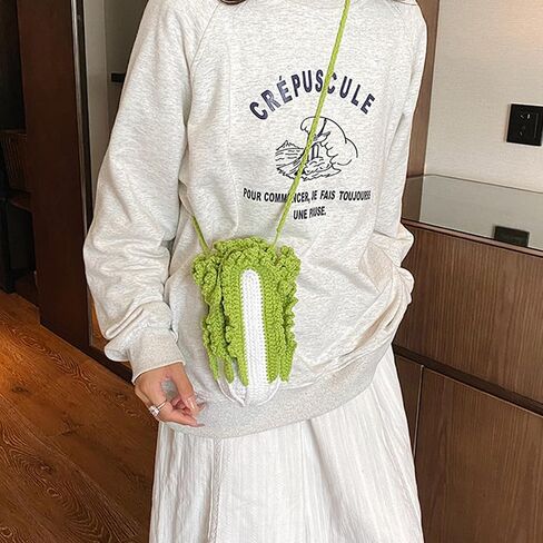 Novelty Hand-Crochet Crossbody Bag, Mini Cute Kawaii Knitted Shoulder Bag, Handwoven Crochet Handbags in Kuwait