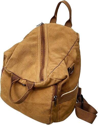 Small Backpack for Women Cute Backpack Ladies Canvas Backpack Purse for Women Men Casual Daypack Fashion Satchel Bag for Daily,Work (Brown) in Saudi Arabia