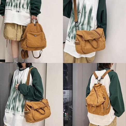 Small Backpack for Women Cute Backpack Ladies Canvas Backpack Purse for Women Men Casual Daypack Fashion Satchel Bag for Daily,Work (Brown) in Saudi Arabia