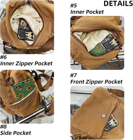 Small Backpack for Women Cute Backpack Ladies Canvas Backpack Purse for Women Men Casual Daypack Fashion Satchel Bag for Daily,Work (Brown) in Saudi Arabia