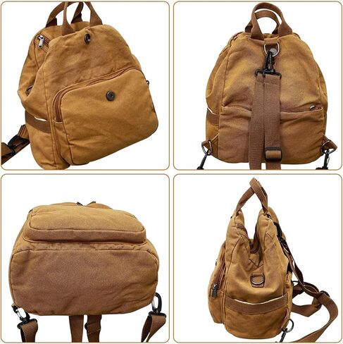 Small Backpack for Women Cute Backpack Ladies Canvas Backpack Purse for Women Men Casual Daypack Fashion Satchel Bag for Daily,Work (Brown) in Saudi Arabia