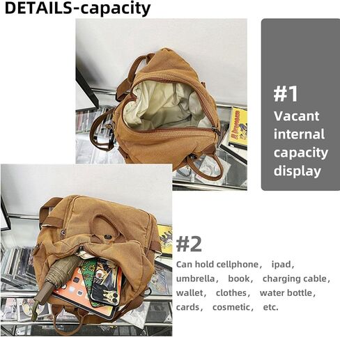 Small Backpack for Women Cute Backpack Ladies Canvas Backpack Purse for Women Men Casual Daypack Fashion Satchel Bag for Daily,Work (Brown) in Saudi Arabia