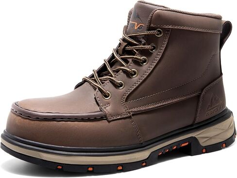 NORTIV 8 Waterproof Moc Toe Work Boots for Men Steel Toe Comfortable Leather Boots in Saudi Arabia