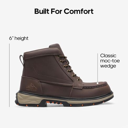 NORTIV 8 Waterproof Moc Toe Work Boots for Men Steel Toe Comfortable Leather Boots in Saudi Arabia