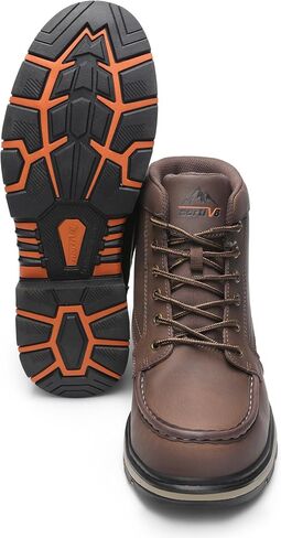 NORTIV 8 Waterproof Moc Toe Work Boots for Men Steel Toe Comfortable Leather Boots in Saudi Arabia