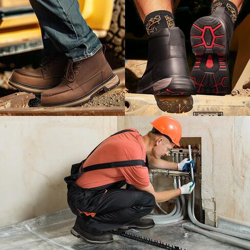 NORTIV 8 Waterproof Moc Toe Work Boots for Men Steel Toe Comfortable Leather Boots in Saudi Arabia