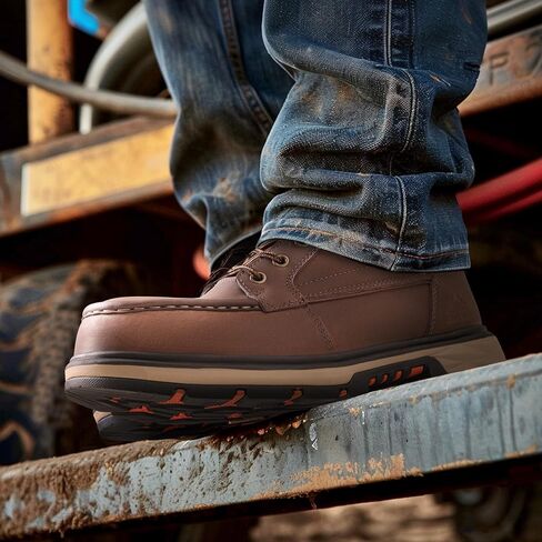NORTIV 8 Waterproof Moc Toe Work Boots for Men Steel Toe Comfortable Leather Boots in Saudi Arabia