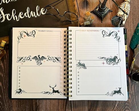 مجلة Conquest Journal Harry Potter Magical Moments 2025 مخطط أسبوعي مؤرخ، تنسيق عمودي، غطاء ملفوف للوحة الكتاب، ملزمة حلزونية، 4 أوراق ملصقات، جيب، حزام إغلاق مرن، إشارة مرجعية، 7.25 بوصة × 9 بوصة، بضائع عالم السحرة المرخصة رسميًا in Kuwait