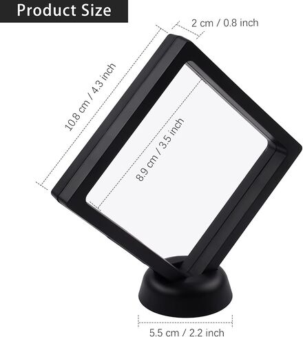 4Pcs 3D Floating Frame Display Holder Stands, Black Coins Display Frame for Ring Necklace Bracelet Earring Military Coin Challenge Coin, 4.33x4.33 inch in Kuwait