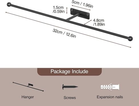 Wall Hanging Jewelry Organizer: 13.7'' Necklace Holder for Earring, Bracelet, Rings, Hairband, Glasses, Black 2-Pack, Screws Included in Saudi Arabia
