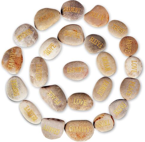 12pcs DIY Rocks for Engraved Inspirational Polished River Stones Unique and Thoughtful Gift Ideas for Friends and Family Gifts Arts and Crafts (12 Different Words) (Black) in Saudi Arabia