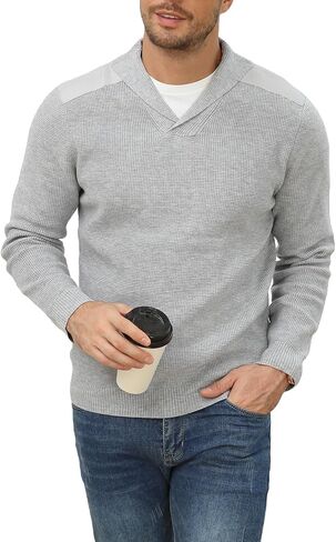 Fashion Sweater for Men Long Sleeve Solid Color V Neck Knitted Pullover Casaul Fitted Sports Polo Sweatershirts in Saudi Arabia