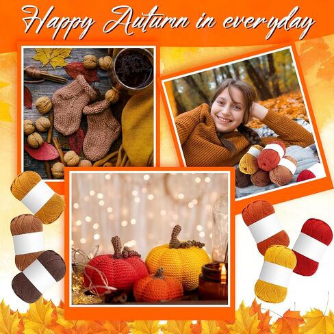 Timgle 12 skeins غزل الخريف غزل الكروشيه للحياكة غزل القطن الناعم السائبة البني الغزل متنوعة الخريف لون الغزل كل 100 جرام / 3.5 أوقية غزل الخريف 262.5 ياردة لمشروع الخريف الكروشيه الحياكة الحرفية in Kuwait